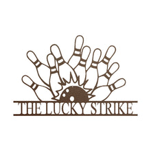 Load image into Gallery viewer, Ball & Pins Bowling Award - Appreciation - Monogram Sign, Precision Laser Cut, Multi Sizes & Colors