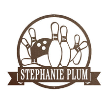 Load image into Gallery viewer, Bowling Name Monogram Sign, Precision Laser Cut, Multi Sizes & Colors