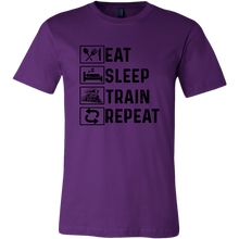 Load image into Gallery viewer, Eat Sleep Train Repeat Mens Unisex T-Shirt, Multiple Colors, Extended Sizes, Shipping Included