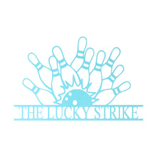 Load image into Gallery viewer, Ball & Pins Bowling Award - Appreciation - Monogram Sign, Precision Laser Cut, Multi Sizes & Colors