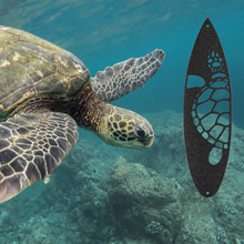 Load image into Gallery viewer, Swimming Sea Turtle Decorated Surfboard Wall Art Steel Plaque, Multi Colors & Sizes