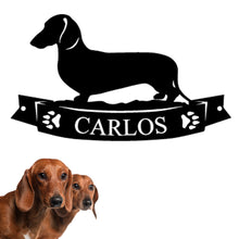 Load image into Gallery viewer, Pretty Dachshund Banner Custom Plaque - Steel Sign. Multi colors & sizes available. Short, long, wire hair versions!