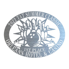 Load image into Gallery viewer, Stunning Bowling Trophy Award Appreciation Monogram Oval Plaque, Multi Sizes and Colors