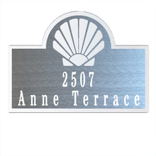 Load image into Gallery viewer, Seashell Address Sign, Laser Cut Steel Plaque for a Coastal Look - Multi Sizes and Colors