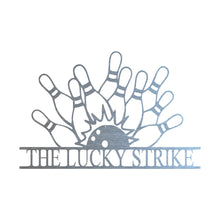 Load image into Gallery viewer, Ball & Pins Bowling Award - Appreciation - Monogram Sign, Precision Laser Cut, Multi Sizes & Colors