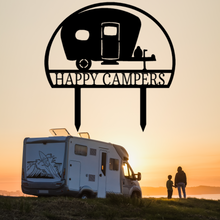 Load image into Gallery viewer, Camping Trailer Yard Monogram - Steel Sign, Multi Colors & Sizes, Camper Hiker Glamper