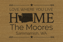Load image into Gallery viewer, Home State Personalized Door Mat - Great Gift For Cross-Country Movers -- Multiple Sizes