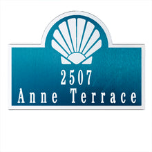 Load image into Gallery viewer, Seashell Address Sign, Laser Cut Steel Plaque for a Coastal Look - Multi Sizes and Colors
