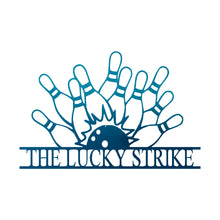 Load image into Gallery viewer, Ball & Pins Bowling Award - Appreciation - Monogram Sign, Precision Laser Cut, Multi Sizes & Colors