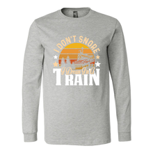 Load image into Gallery viewer, I Don't Snore, I Dream I'm a Train - Unisex Long Sleeve T-Shirt, Multi Colors, Extended Sizes, Shipping Included