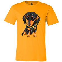 Load image into Gallery viewer, Vector Drawing Black and Tan Doxie, Unisex/Men's T-Shirt, Multi Colors, Extended Sizes, Free Shipping