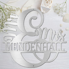 Load image into Gallery viewer, Married Couple Monogram Steel Sign, Customized Surname Text, Perfect Wedding Anniversary Shower Gift
