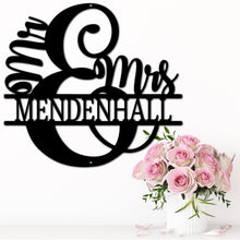 Load image into Gallery viewer, Married Couple Monogram Steel Sign, Customized Surname Text, Perfect Wedding Anniversary Shower Gift
