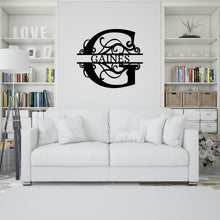 Load image into Gallery viewer, SPLIT LETTER MONOGRAM Family Name Steel Sign, Multiple Metals & Sizes