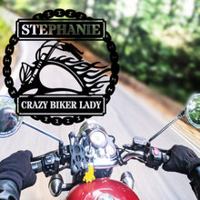 Load image into Gallery viewer, FLAMING MOTORCYCLE ROUND - Steel Sign, Multiple Sizes and Colors Available