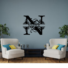 Load image into Gallery viewer, SPLIT LETTER MONOGRAM Family Name Steel Sign, Multiple Metals & Sizes