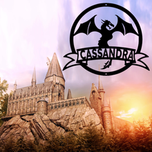 Load image into Gallery viewer, Winged Dragon Ribbon Banner Steel Monogram Plaque, Fantasy Protection Spirit Guide