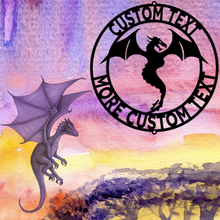 Load image into Gallery viewer, Winged Dragon Ring Monogram Laser Cut Steel Plaque, Multi Colors & Sizes, Protector Spirit Guide