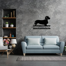 Load image into Gallery viewer, Personalized Dachshund Monogram - Steel Sign. Multi colors & sizes available. Short, long hair, wire hair versions!