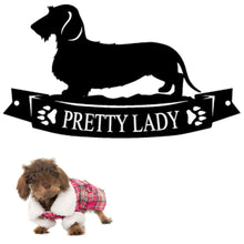Load image into Gallery viewer, Pretty Dachshund Banner Custom Plaque - Steel Sign. Multi colors & sizes available. Short, long, wire hair versions!