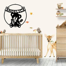 Load image into Gallery viewer, Teddy with Rattle Toy Monogram - Steel Sign, Multi Sizes & Colors, Infant Baby Shower Gift