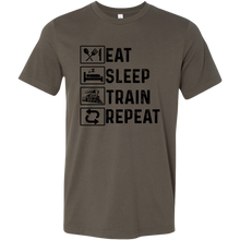 Load image into Gallery viewer, Eat Sleep Train Repeat Mens Unisex T-Shirt, Multiple Colors, Extended Sizes, Shipping Included