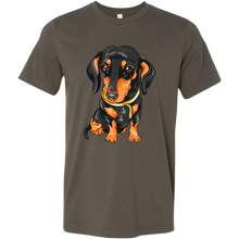 Load image into Gallery viewer, Vector Drawing Black and Tan Doxie, Unisex/Men's T-Shirt, Multi Colors, Extended Sizes, Free Shipping