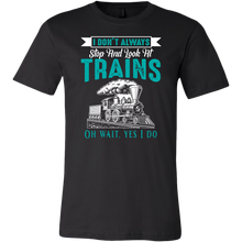 Load image into Gallery viewer, I Dont Always Stop And Look at Trains Mens T-Shirt, Multiple Colors, Extended Sizes, Shipping Included
