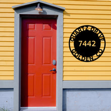 Load image into Gallery viewer, BOLD CONTEMPORARY CIRCLE Street Address Steel Sign, Multiple Colors & Sizes. Custom Laser Cut Name Sign