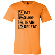 Load image into Gallery viewer, Eat Sleep Train Repeat Mens Unisex T-Shirt, Multiple Colors, Extended Sizes, Shipping Included