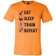 Load image into Gallery viewer, Eat Sleep Train Repeat Mens Unisex T-Shirt, Multiple Colors, Extended Sizes, Shipping Included