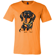 Load image into Gallery viewer, Vector Drawing Black and Tan Doxie, Unisex/Men's T-Shirt, Multi Colors, Extended Sizes, Free Shipping
