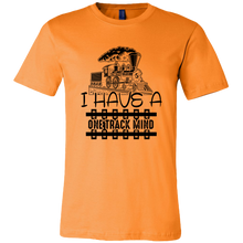 Load image into Gallery viewer, One Track Mind (Trains) - Unisex Mens T-Shirt, Multiple Colors, Extended Sizes, Shipping Included