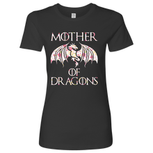 Load image into Gallery viewer, Mother of Dragons, Full Floral Graphic Woman's Boyfriend Crew Shirt, Multi Colors, Extended Sizes, Free Shipping