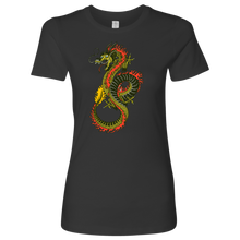 Load image into Gallery viewer, Chinese Art Dragon Women's Boyfriend Crew Shirt, Extended Sizes Available, Shipping Included