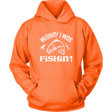 Load image into Gallery viewer, Wishin' I Was Fishing Unisex Hoodie, Multi Colors, Extended Sizes, Shipping Included