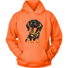 Load image into Gallery viewer, Vector Drawing Black & Tan Doxie - Toasty Hoodie, Multi Colors, Extended Sizes, Free Shipping