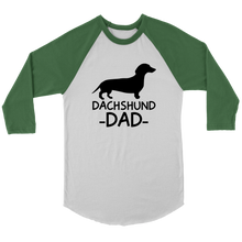 Load image into Gallery viewer, Dachshund Dad 3/4 Raglan Sleeve Unisex Shirt, Multiple Colors - Free Shipping