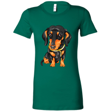 Load image into Gallery viewer, Black & Tan Doxie Vector Rendering Women's T-Shirt, Multi Colors, Extended Sizes, Free Shipping