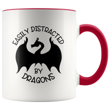 Load image into Gallery viewer, Easily Distracted by Dragons, 11oz Accent Color Mug, Multi-Colors, Shipping Included