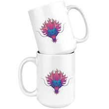 Load image into Gallery viewer, Dragon Head Mug Inspired By Tattoo, 11 and 15 oz White Ceramic Mug, Shipping Included