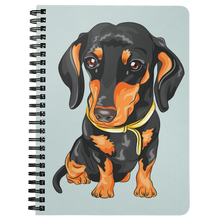 Load image into Gallery viewer, Black & Tan Doxie Vector Drawing - Spiral Notebook, Shipping Included