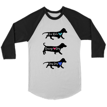 Load image into Gallery viewer, Doxie By Any Other Name - 3/4 Raglan Sleeve Unisex Shirt, Multiple Colors - Free Shipping