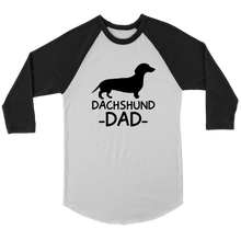 Load image into Gallery viewer, Dachshund Dad 3/4 Raglan Sleeve Unisex Shirt, Multiple Colors - Free Shipping