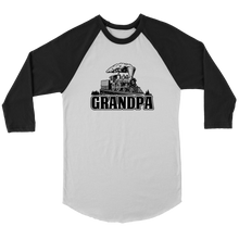 Load image into Gallery viewer, Grandpa Train Locomotive, 3/4 Raglan Sleeve Unisex Shirt, Multiple Colors, Shipping Included