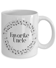 Load image into Gallery viewer, Favorite Uncle Music Wreath Mug 11oz/15oz Shipping Included