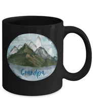 Load image into Gallery viewer, GRANDPA Mountain Lake Family Black Mug 11oz Shipping Included
