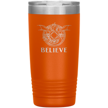 Load image into Gallery viewer, Dragon - BELIEVE, 20 oz Insulated Travel Tumbler, Laser Etched, Multi Colors, Shipping Included