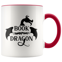Load image into Gallery viewer, Book Dragon 11oz Accent Color Mug, Multi Colors, Shipping Included