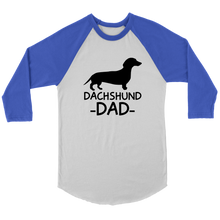 Load image into Gallery viewer, Dachshund Dad 3/4 Raglan Sleeve Unisex Shirt, Multiple Colors - Free Shipping